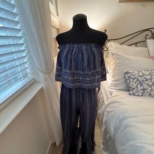 Japna Navy Off-Shoulder Jumpsuit